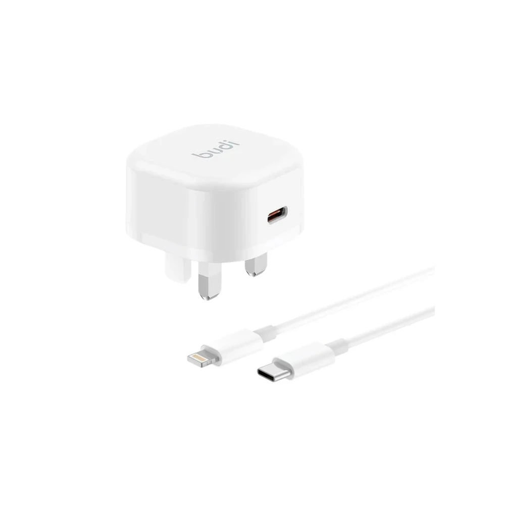 شارژر دیواری 20 وات بودی مدل AC361UTLWS به همراه کابل USB-C به لایتنینگ