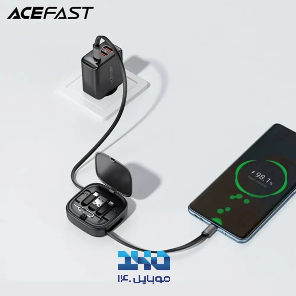 کابل چند منظوره ایس فست J3 Acewire Pro توان 60 وات با کابل جمع‌شونده