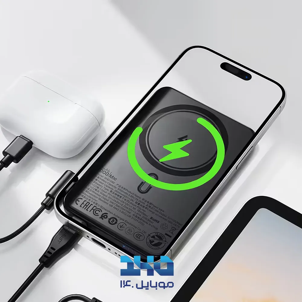 پاوربانک 20W ایس فست مدل M30 ظرفیت 5000 میلی‌آمپرساعت