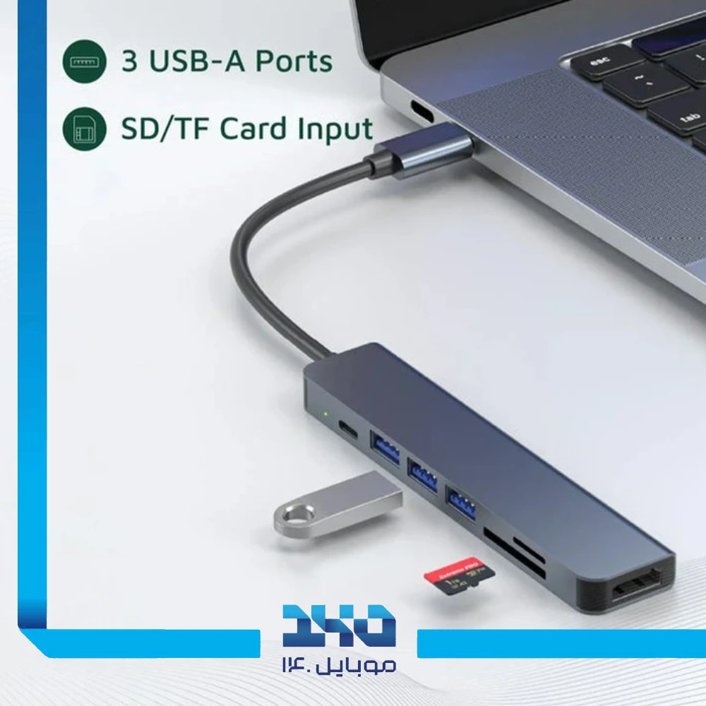 هاب 7 پورت USB-C گرین لاین مدل GN7N1CHUBGY