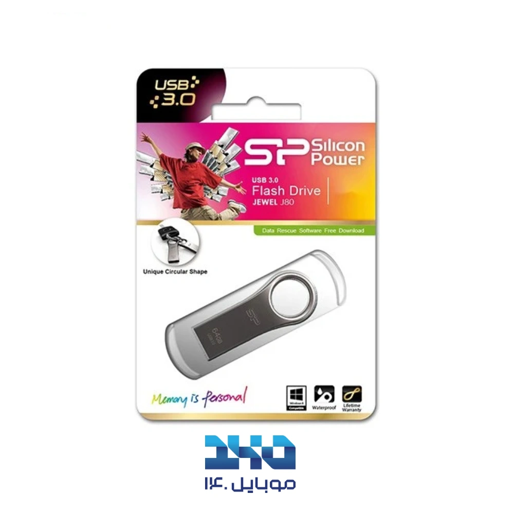 فلش مموری سیلیکون پاور Jewel J80 USB 3 ظرفیت 64 گیگابایت