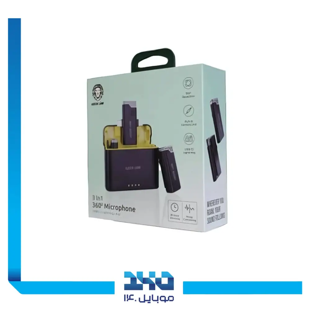 میکروفون بلوتوثی گرین لاین مدل 3in1 MIC360D دو کاناله لایتنینگ و تایپ سی