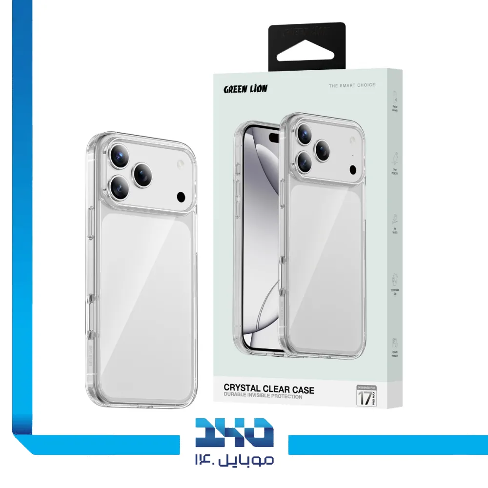 قاب گوشی آیفون 17 پرو مکس مدل Green Lion Crystal Clear Case فوق شفاف