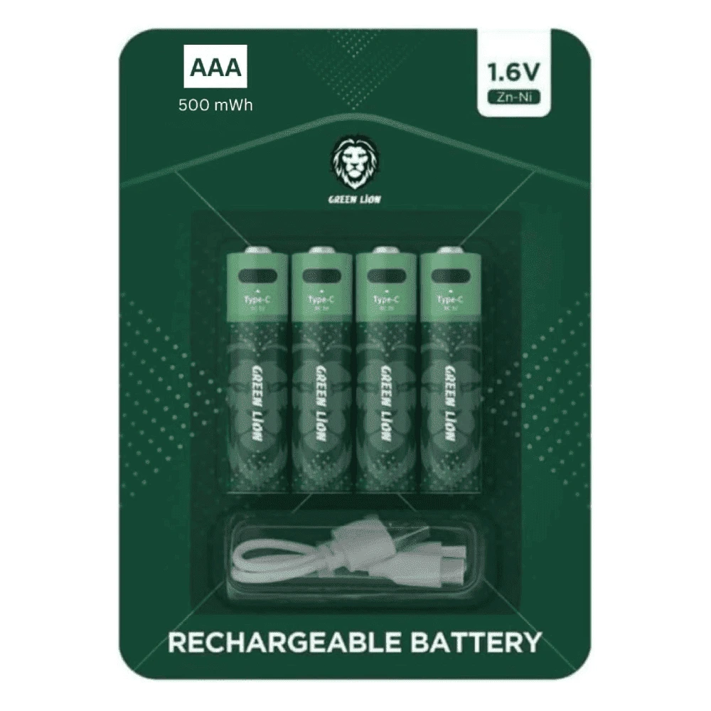 پک 4 تایی باتری نیم قلمی شارژی گرین لاین مدل Rechargeable AAA